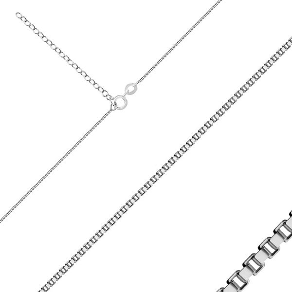 Ezüst nyaklánc - sűrűn összekapcsolt négyzet alakú láncszemek, vastagsága 0,8 mm - Image 3